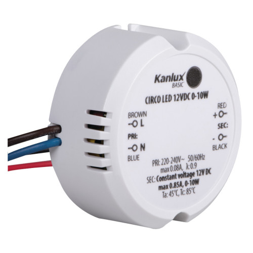 Блок живлення CIRCO LED 12VDC 0-10 Вт, IP20, Kanlux 24242