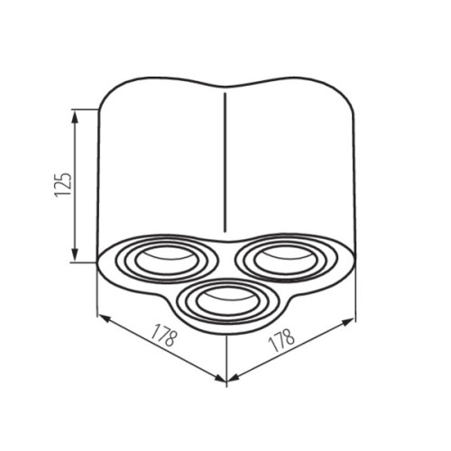 Світильник точковий BORD DLP-350-AL, 3xGU10, IP20, алюміній, Kanlux 25802