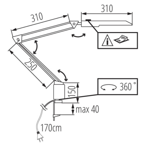 Настільна лампа HERON II LED W, 5W, 4000K, IP20, білий, Kanlux 27603