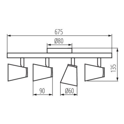 Світильник спот ENALI EL-4I-B, 4xGU10, IP20, чорний, Kanlux 28769