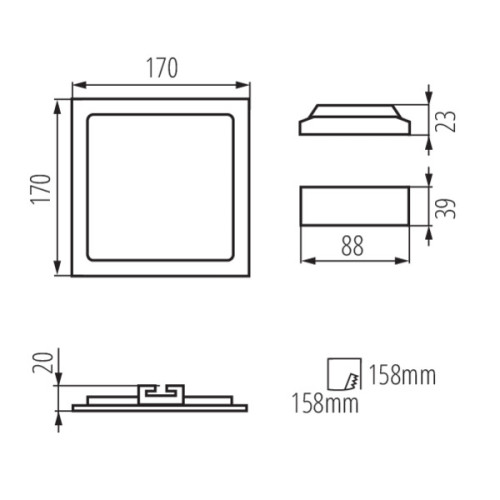 Світильник точковий KATRO LED-12W, 4000K, IP44/20, сріблястий, Kanlux 28939