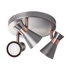 Світильник спот MILENO EL-30 ASR-AN, 3xGU10, IP20, сріблястий/мідний, Kanlux 29113