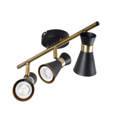 Світильник спот MILENO EL-3I B-AG, 3xGU10, IP20, чорний/золото, Kanlux 29116