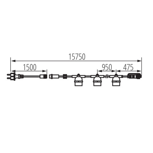 Світильник підвісний GRL 15M15, 15хE27, IP44, чорний, Kanlux 35758